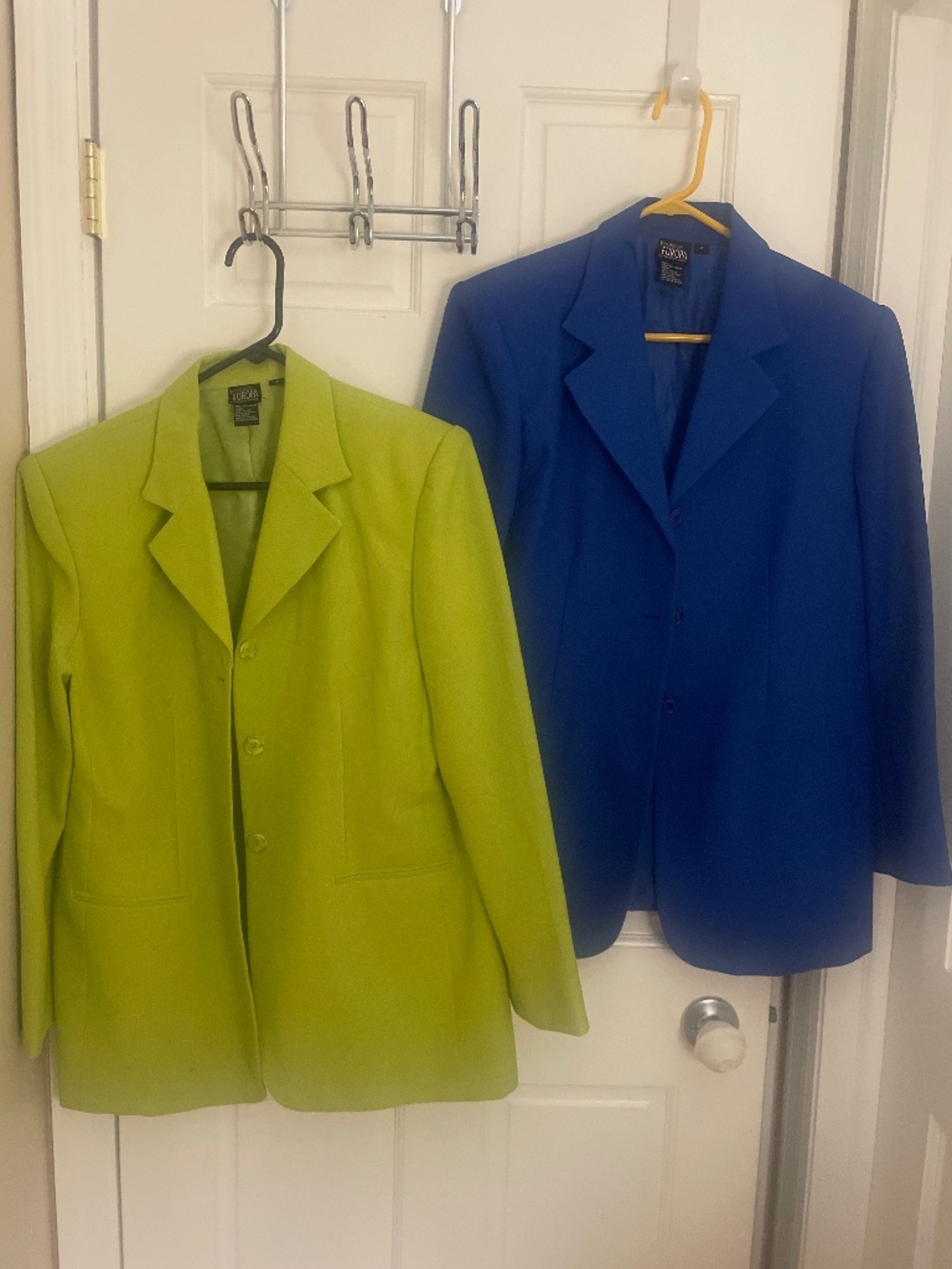Vintage Europa Lime Green / Blue Tailored Blazer Jacket 90s Longline Structured